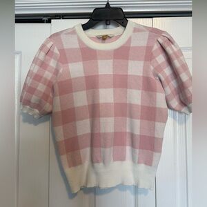 DownEast Pink and White Knit Top
